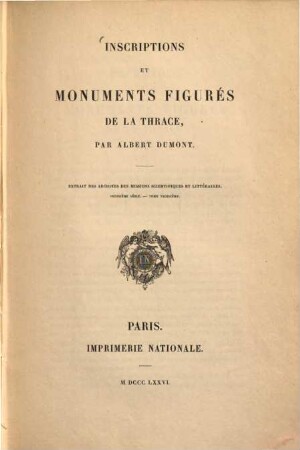 Inscriptions et monuments figurés de la Thrace