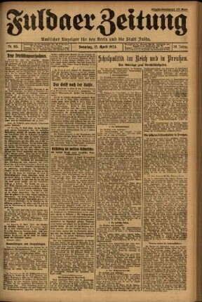 Erste Ausgabe vom Sonntag, den 15. April 1923.