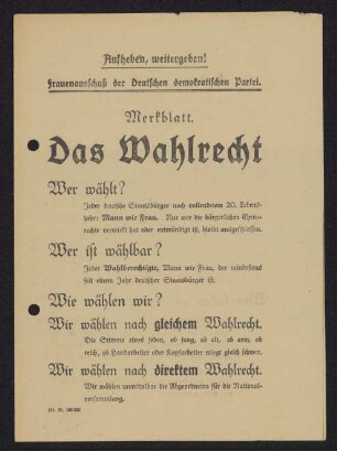 Merkblatt : das Wahlrecht