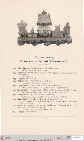 III. Auctionstag: Donnerstag, den 25. Februar 1897 (Nr. 242 - 359)