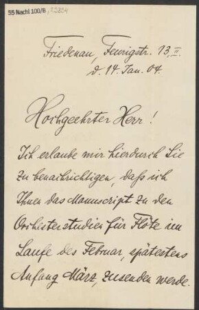 Brief an B. Schott's Söhne : 14.01.1904
