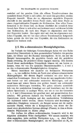 § 5. Die n-dimensionalen Mannigfaltigkeiten.