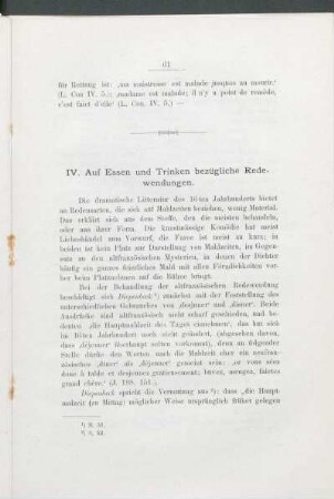 IV. Auf Essen und Trinken bezügliche Redewendungen.