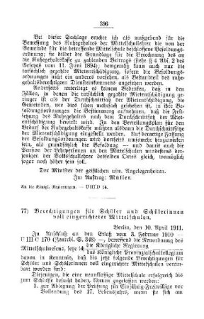 Berechtigungen für Schüler und Schülerinnen voll eingerichteter Mittelschulen : [G. Öffentliches Volksschulwesen]
