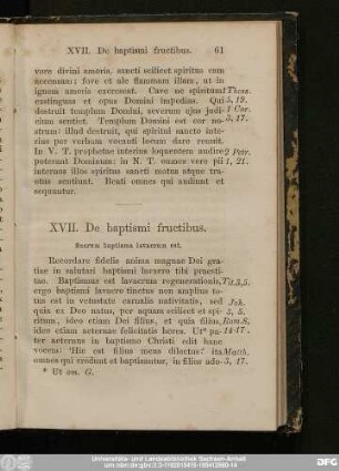 XVII. De baptismi fructibus.