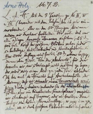 Brief an Arno Holz