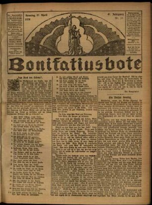 Erste Ausgabe vom Sonntag, den 27. April 1924.