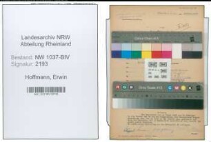 Entnazifizierung Erwin Hoffmann , geb. 07.11.1911 (Angestellter)
