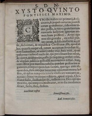 S.D.N. Xysto Quinto Pontifici Maximo.
