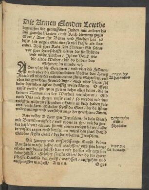 Die Armen Elenden Lewthe begreiffen ...