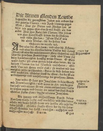 Die Armen Elenden Lewthe begreiffen ...