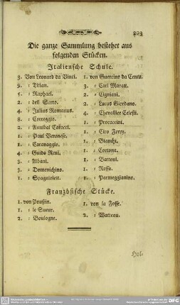 Die ganze Sammlung bestehet aus folgenden Stücken