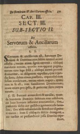 [...] Sub-Sectio II. De Servorum & Ancillarum officio.