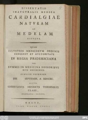 Dissertatio Inavgvralis Medica Cardialgiae Natvram A Medelam Sistens