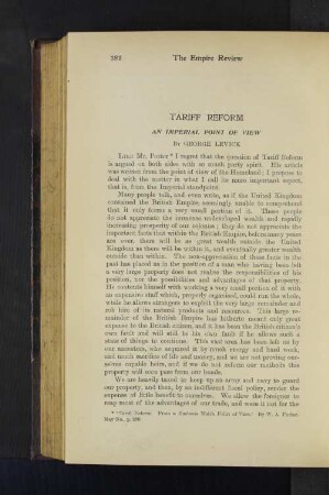 Tariff Reform