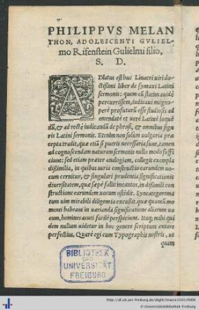 Vorwort von Philipp Melanchthon.