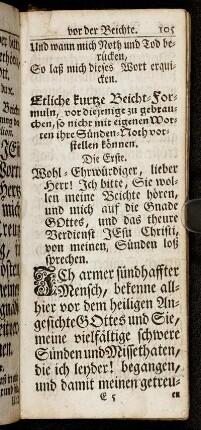 Etliche kurtze Beicht-Formuln, vor diejenige zu gebrauchen, so nicht mit eigenen Worten ihre Sünden-Noth vorstellen können.