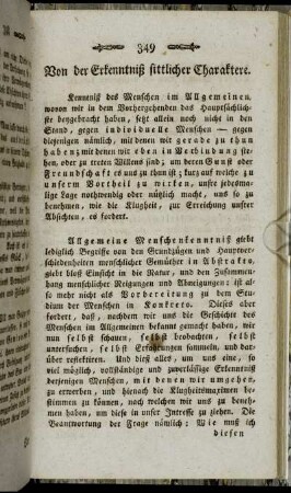 Von der Erkenntniß sittlicher Charaktere.