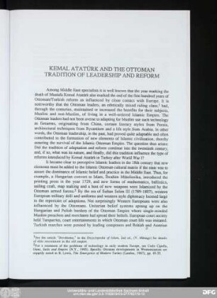 Kemal Atatürk And The Ottoman Tradition Of Leadership And Reform