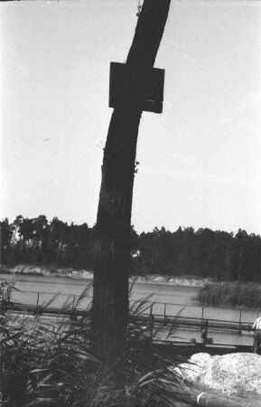 Baggersee am Rhein südlich des Hofguts Maxau, entstanden durch die Kiesförderung des Kieswerks Maxau.