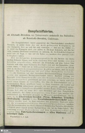 Dampfschiffahrten, ab Altstadt-Dresden ...; ab Neustadt-Dresden ...
