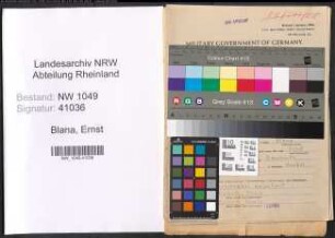 Entnazifizierung Ernst Blana , geb. 01.09.1913 (Lehrer)