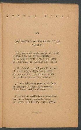 XX - Con motivo de un retrato de ariosto