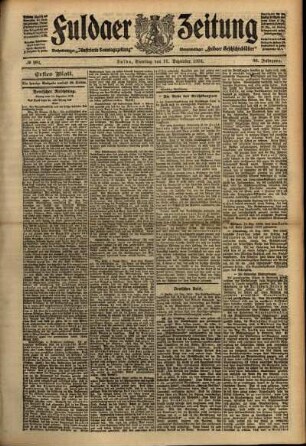 Erste Ausgabe vom Samstag, den 11. Dezember 1909.