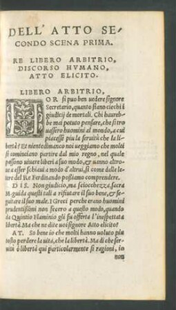 Dell' Atto Secondo Scena Prima.
