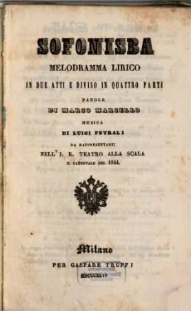 Mosé : melodramma sacro in quattro atti ; da rappresentarsi nel Teatro della R. Città di Como l'autunno del 1844