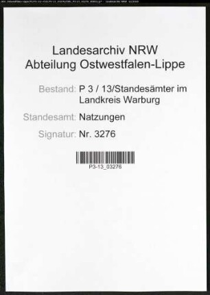 Sterberegister Standesamt Natzungen