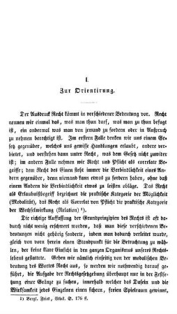 I. Zur Orientirung