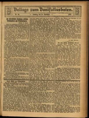Zweite Ausgabe vom Sonntag, den 28. September 1924.