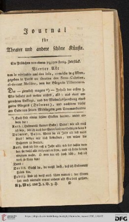 Journal für Theater und andere schöne Künste