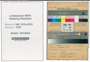 Entnazifizierung Servatius Jansen , geb. 19.05.1897 (Bergmann)
