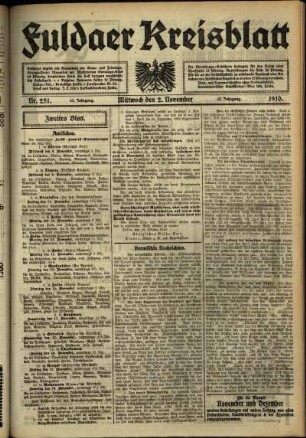 Zweite Ausgabe vom Mittwoch, den 02. November 1910.