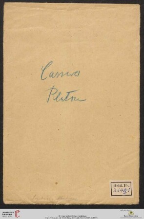 Cassirer, Platon [Sommersemester 1914]