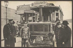 Ansichtskarte „Dampf-Automobil-Omnibus“ aus der Nähe, Hallesches Tor