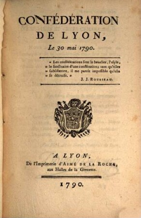 Confédération de Lyon, le 30 mai 1790
