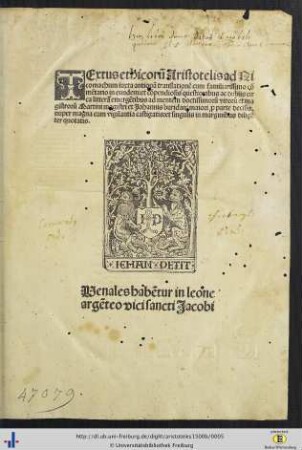 Provenienzvermerk: Hic liber dono datus a nobili quodam mihi Matheo Landtweil ...