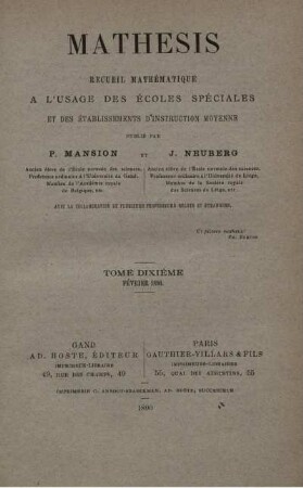 TOME DIXIÉME FÉVRIER 1890