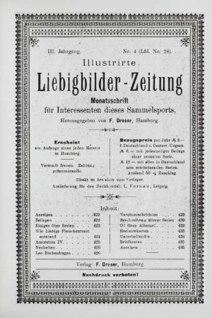 III. Jahrgang. No. 4 (Lfd. No. 28). (Hamburg, 1. April 1898.)