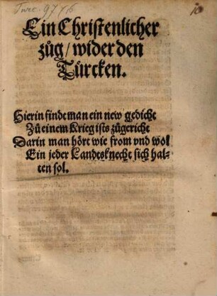 Ein Christenlicher Zug wider den Türcken