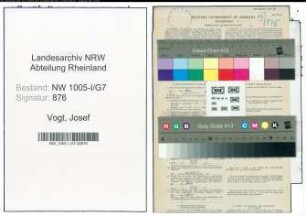 Entnazifizierung Josef Vogt , geb. 28.08.1890 (Postbetriebswart)