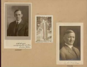 Bl. 39: Fotografien der Mathematiker Dunham Jackson, Helen Abbot Merrill und George Abram Miller, 1920 - 1922
