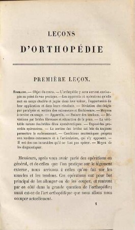 Leçons d ́orthopédie profesées à la faculté de médecine de Paris