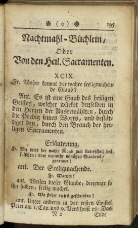 Nachtmahl-Büchlein, Oder Von den Heil. Sacramenten.