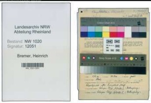 Entnazifizierung Heinrich Bremer , geb. 26.12.1895 (Reider)