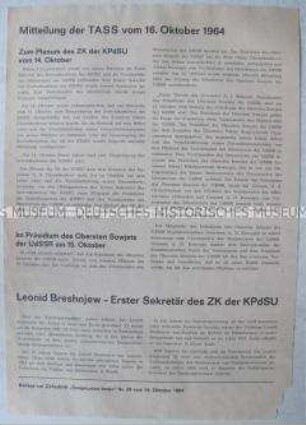 Sonderdruck zum Plenum des ZK der KPdSU mit der Ernennung von Breshnjew zum Ersten Sekretär