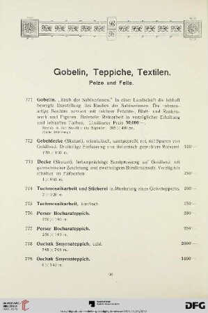 Gobelin, Teppiche, Textilien (Nr. 771-813)